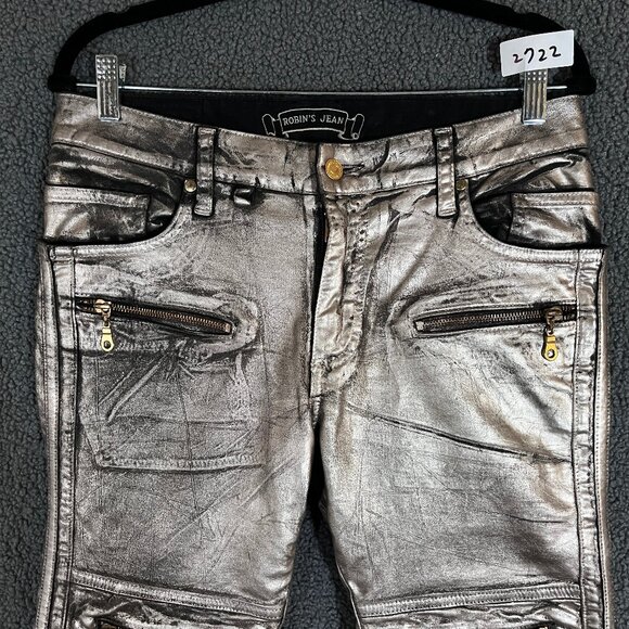 Robin's Jeans Motard Racer Metallic Zipper Moto Jeans - Men's Size 29*31 - Gold - Picture 2 of 12